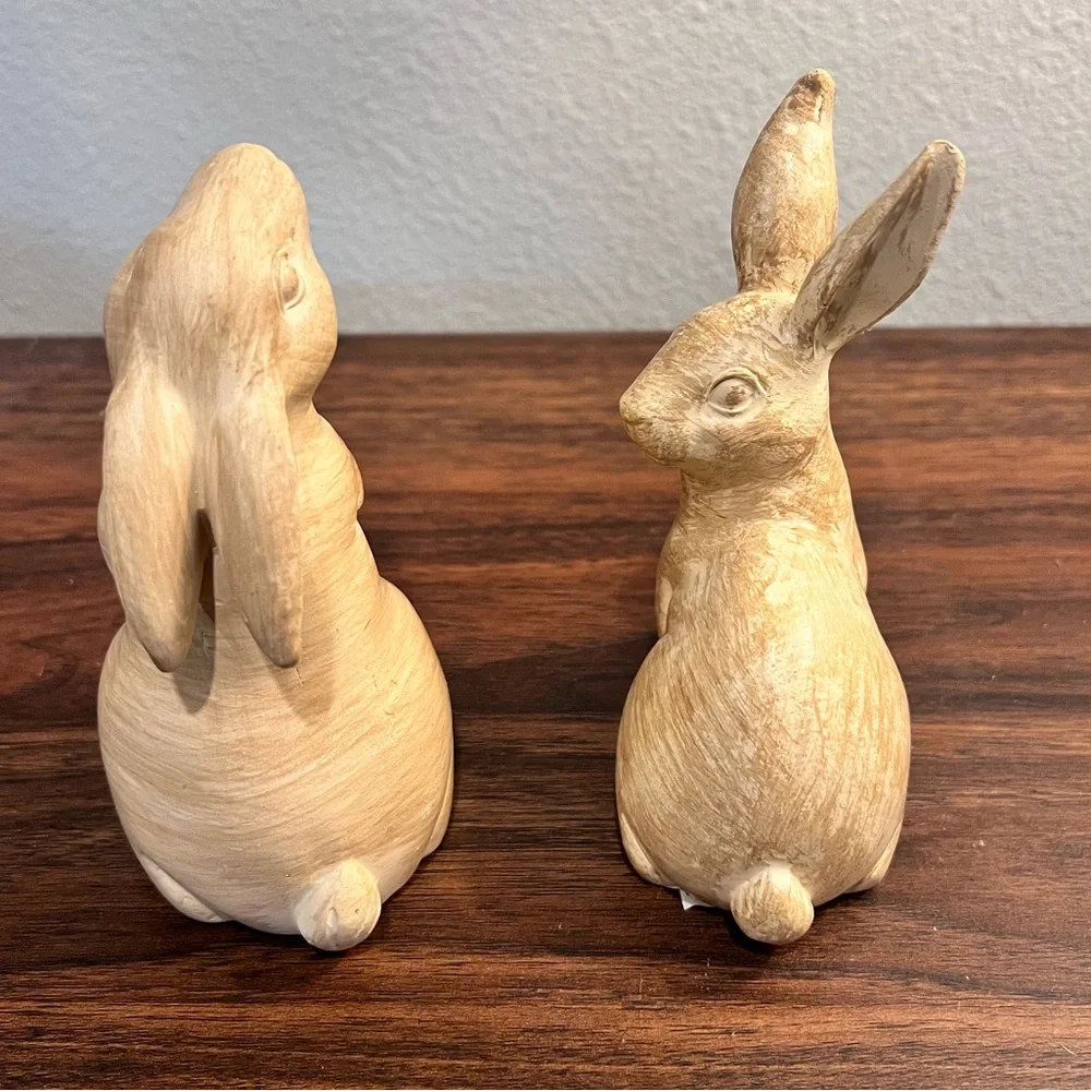 Target Faux Wood Neutral Resin Bunny Set